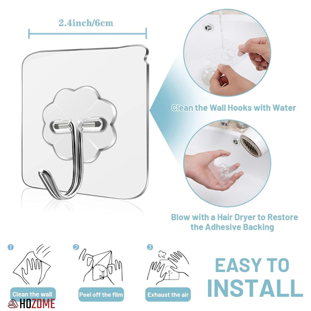 Strong Adhesive Wall Hooks (Pack of 10)