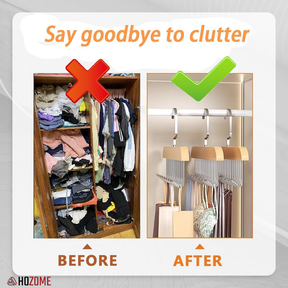 Premium Wooden Multi-Hook Closet Hanger (Set of 2)
