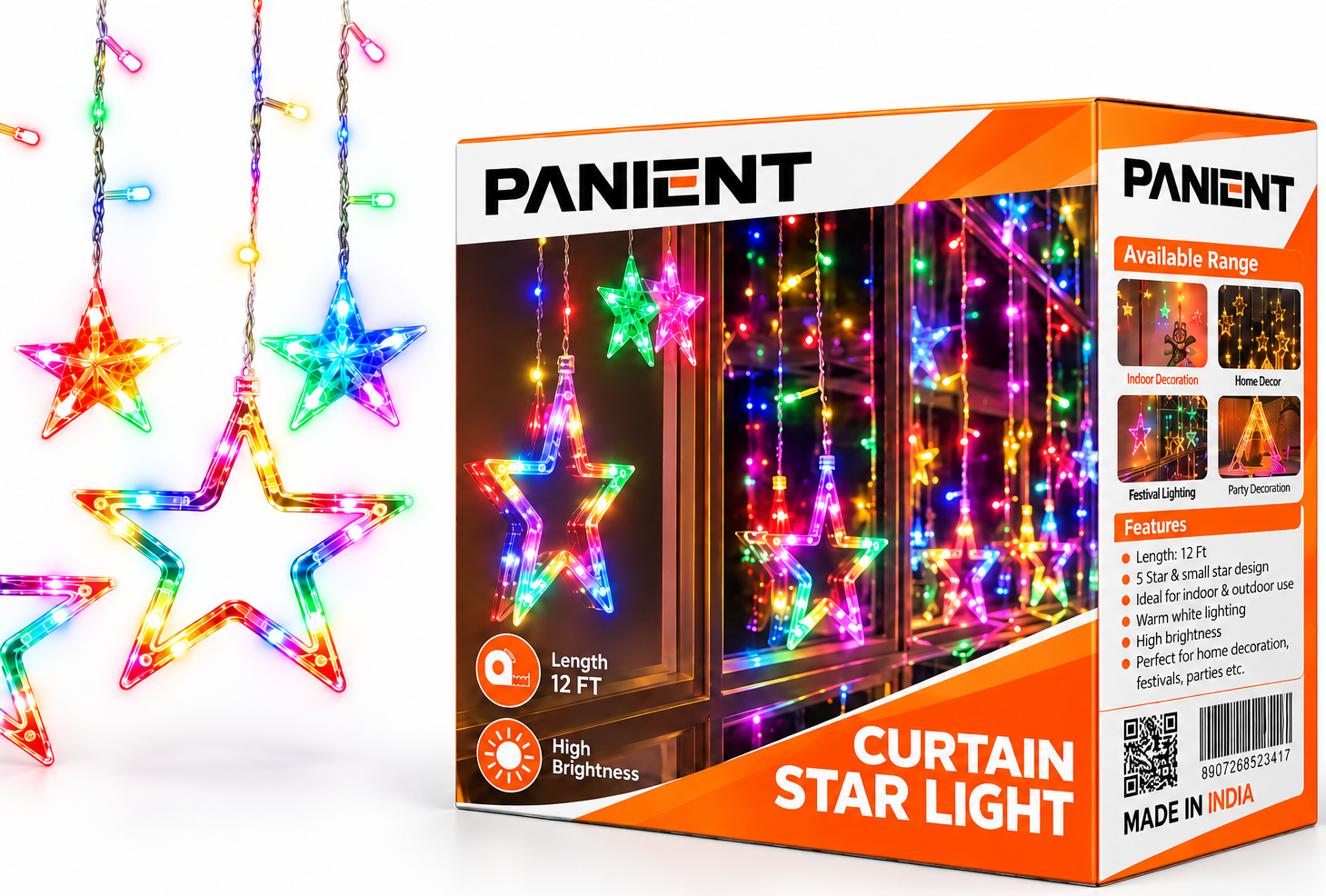 Star LED Curtain Light for Home Warm White