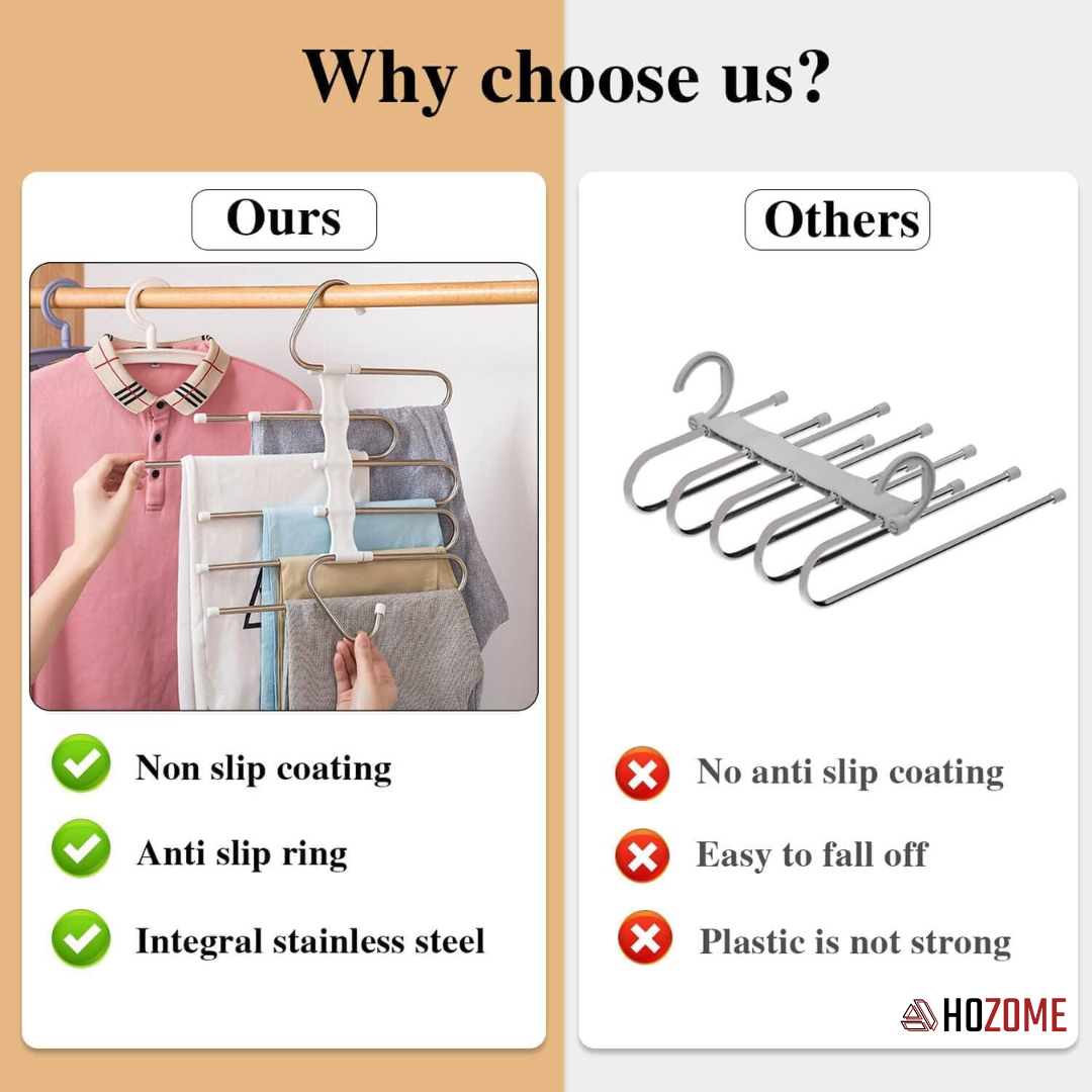 5 in 1 Stainless Steel and Covred/Foldable Hangers