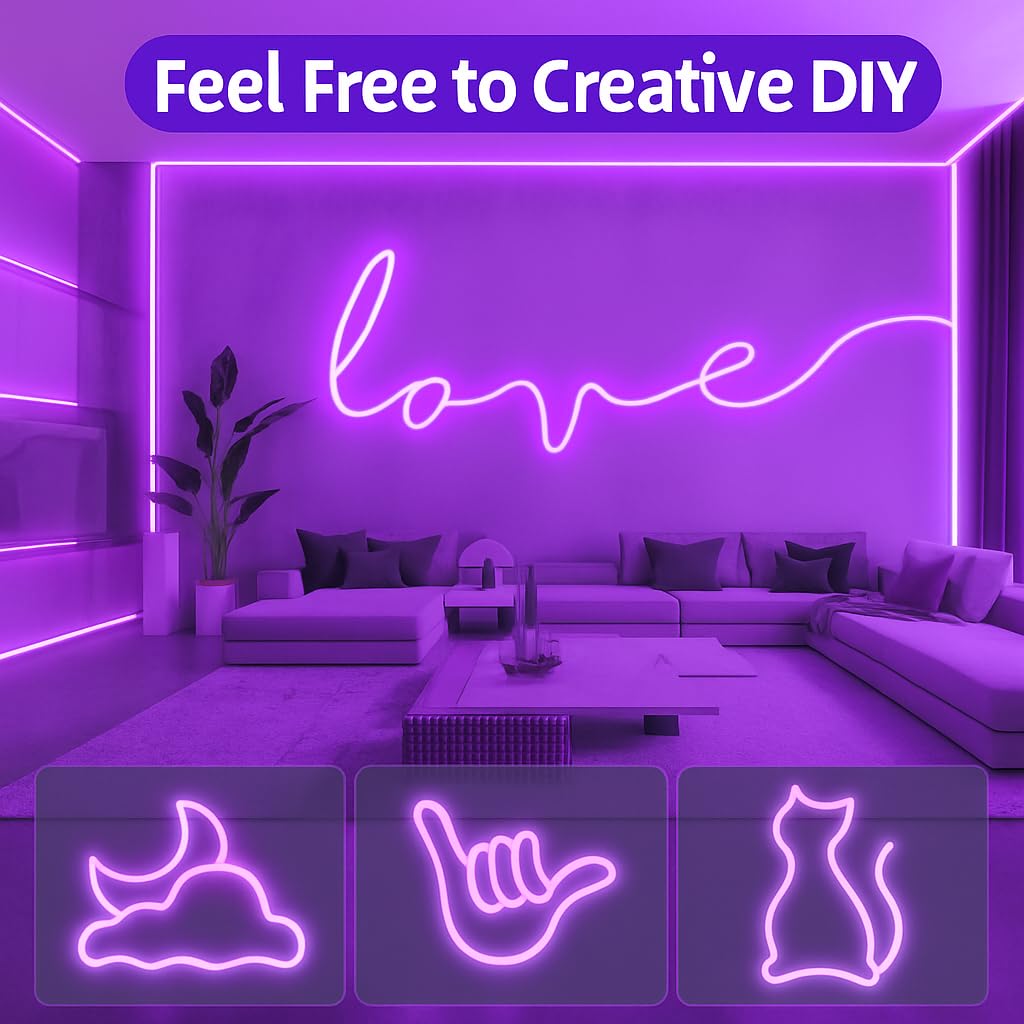 16.4 Ft Neon LED Strip Light with 12V Adapter