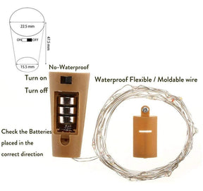 20 LED Wine Bottle Cork Copper Wire String Lights