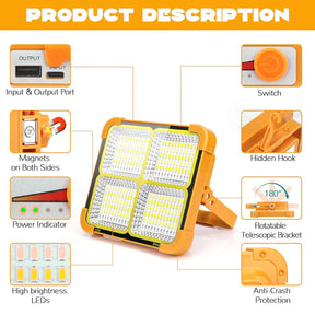 USB & Solar Rechargeable LED Flood Light