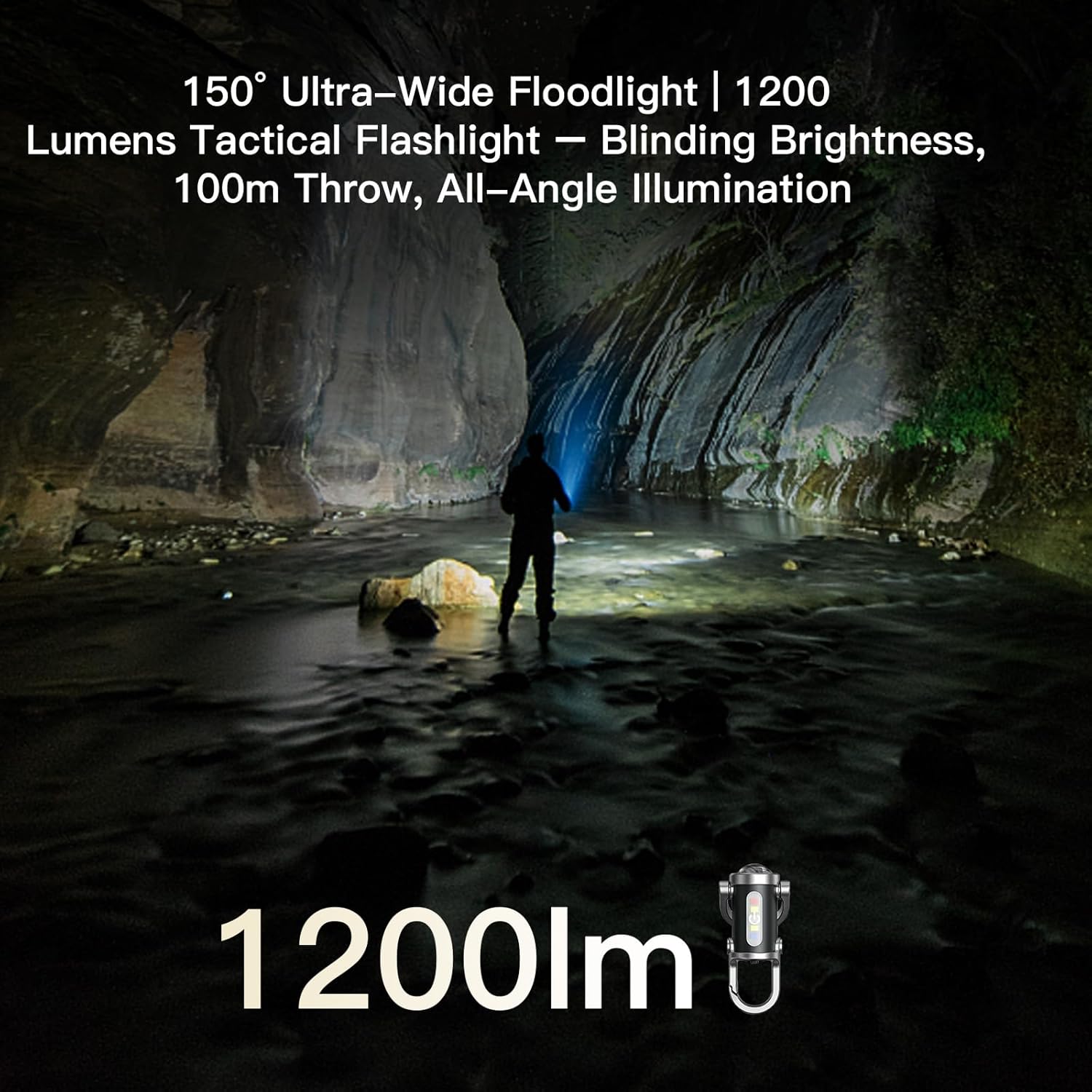 1200LM Super Bright Mini Keyring Torch