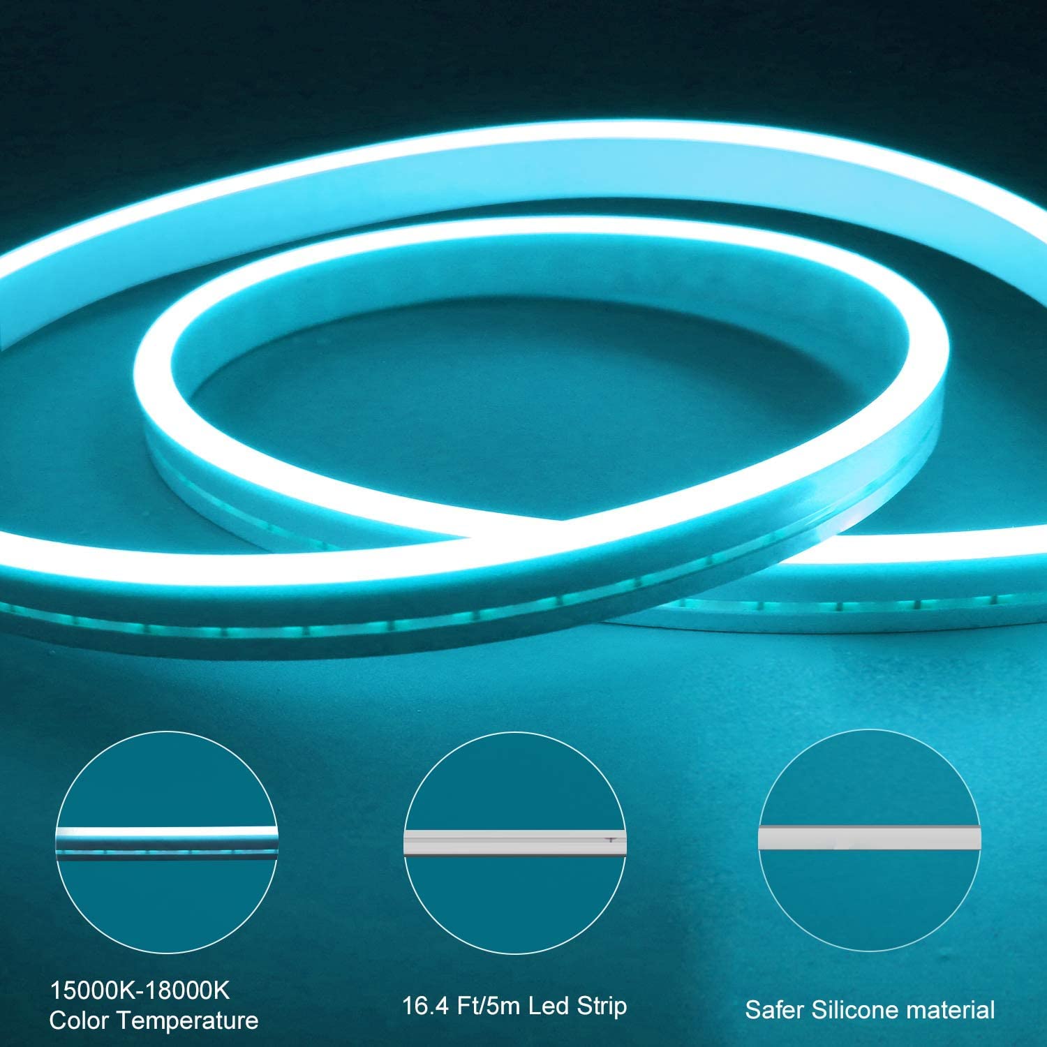 16.4 Ft Neon LED Strip Light with 12V Adapter