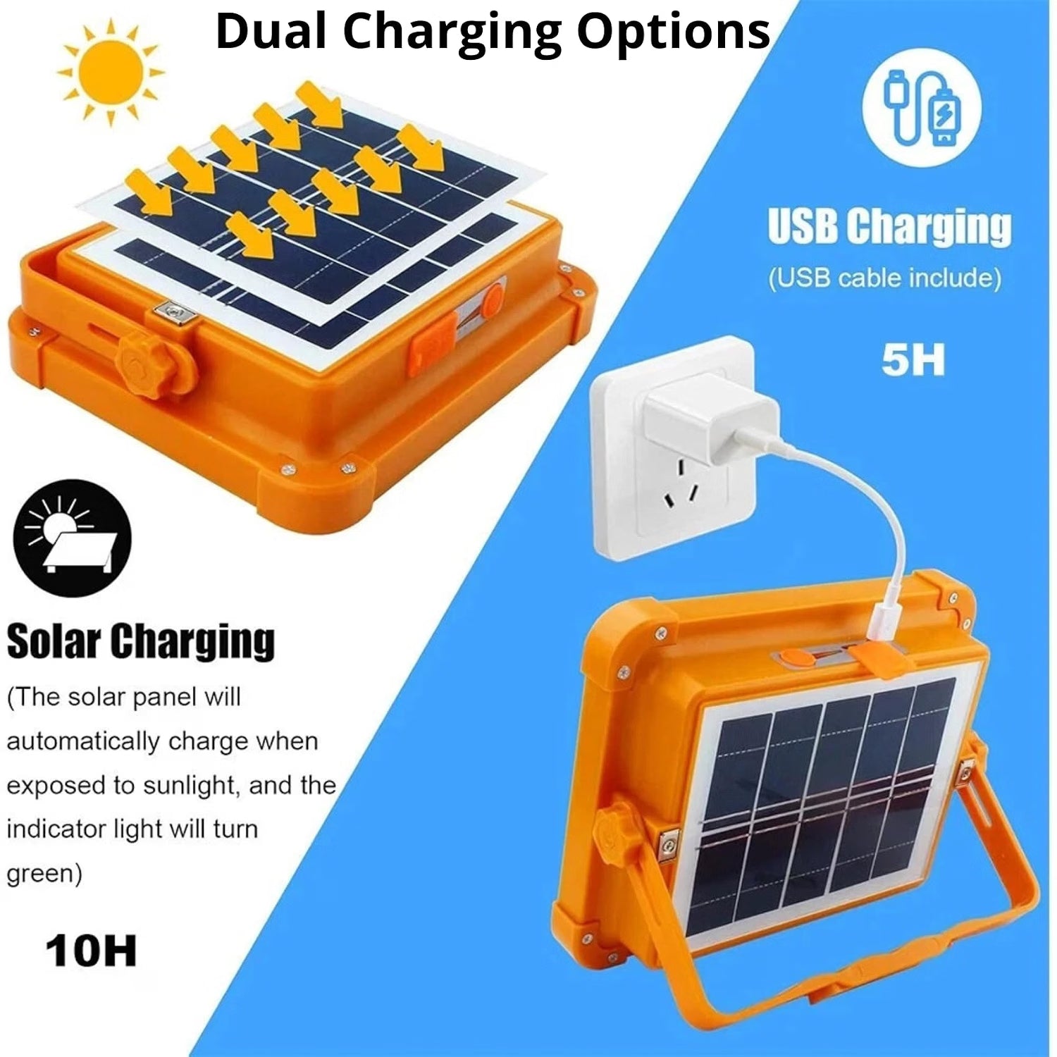 USB & Solar Rechargeable LED Flood Light