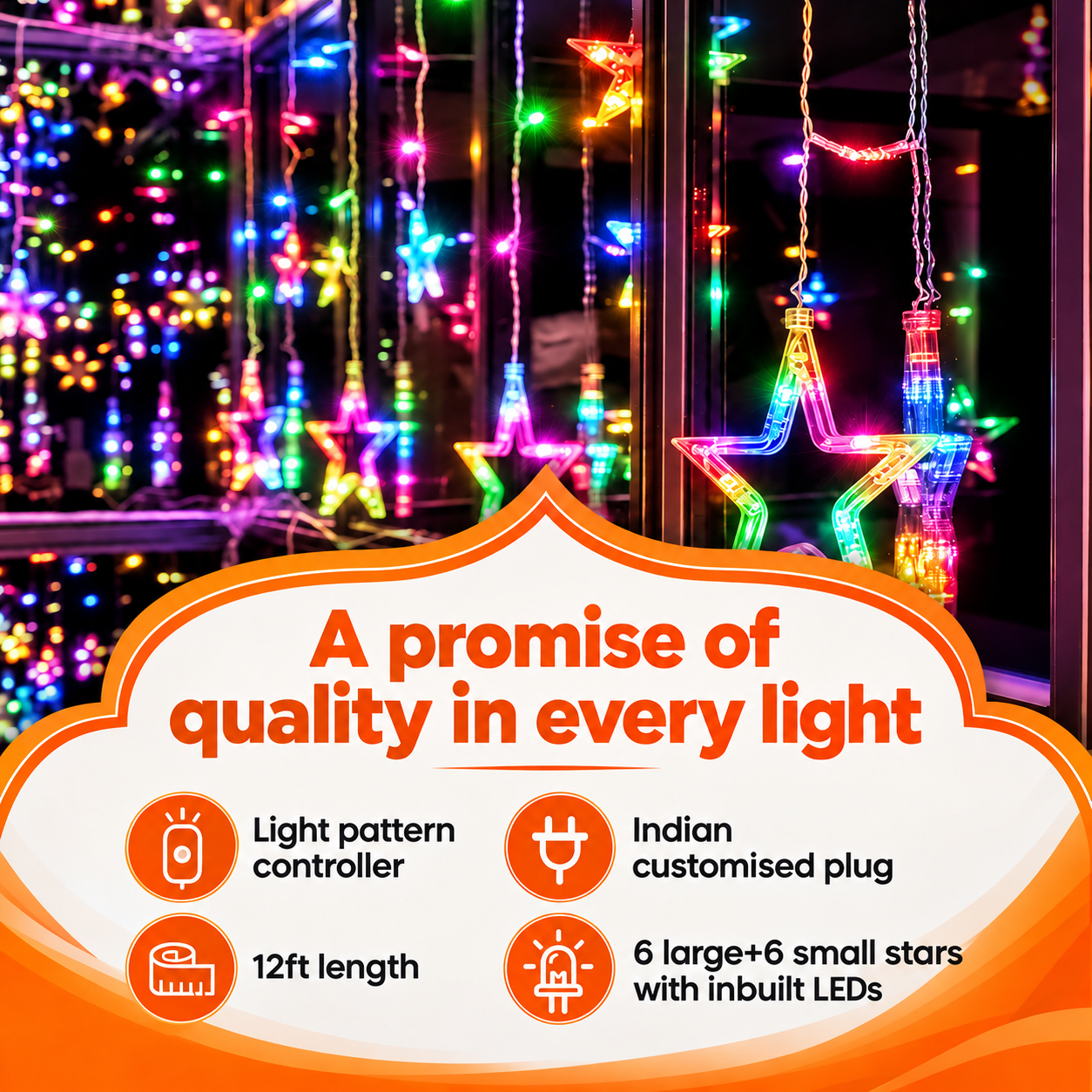 Star LED Curtain Light for Home Warm White