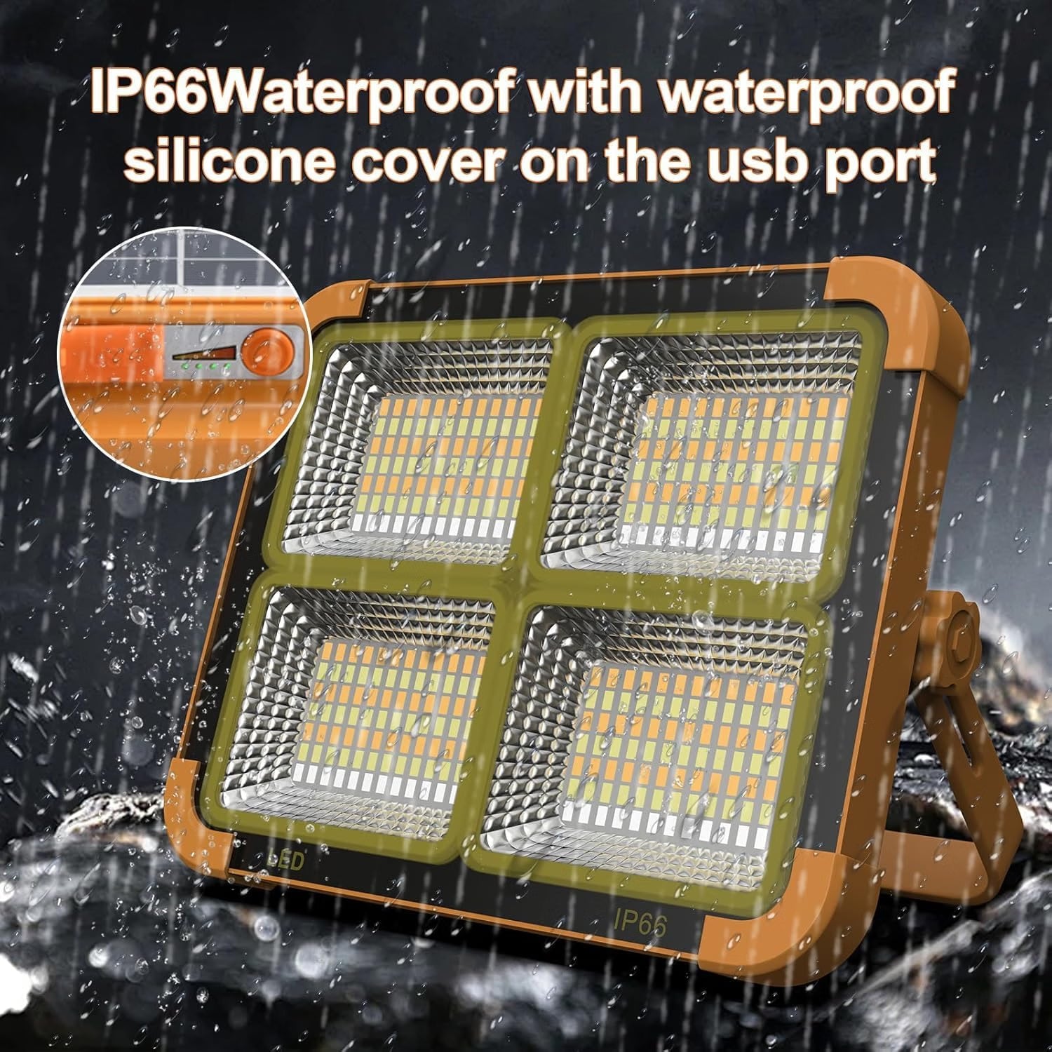 USB & Solar Rechargeable LED Flood Light