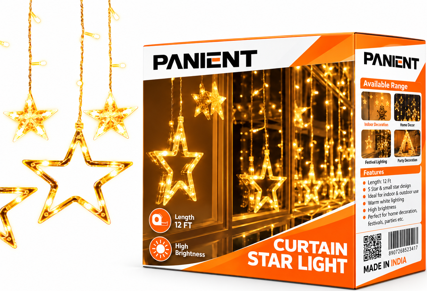 Star LED Curtain Light for Home Warm White