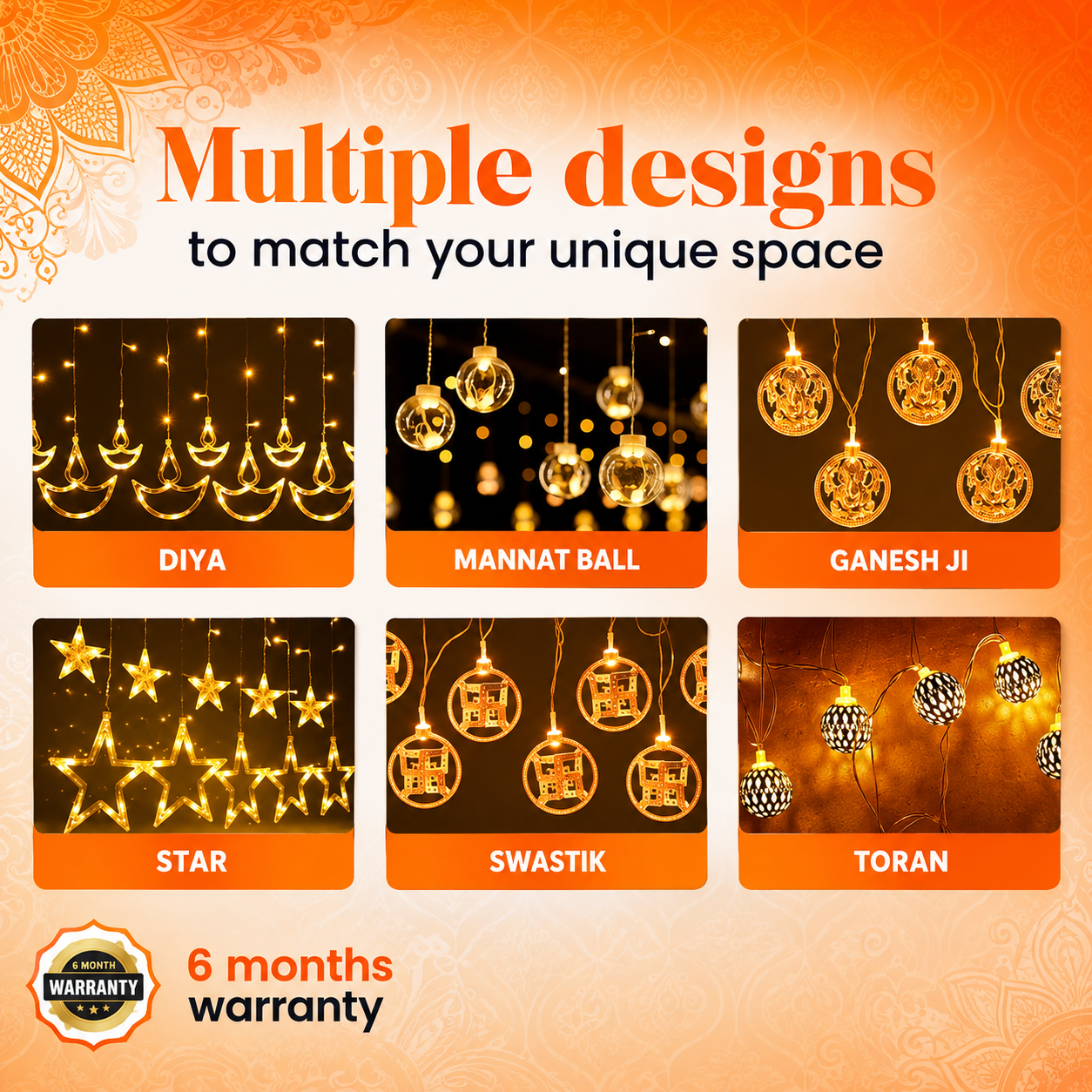 Star LED Curtain Light for Home Warm White